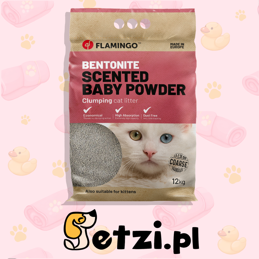 FLAMINGO CAT LITTER BENTONITE EUR BABY POWDER COARSE-GRAINED 12KG