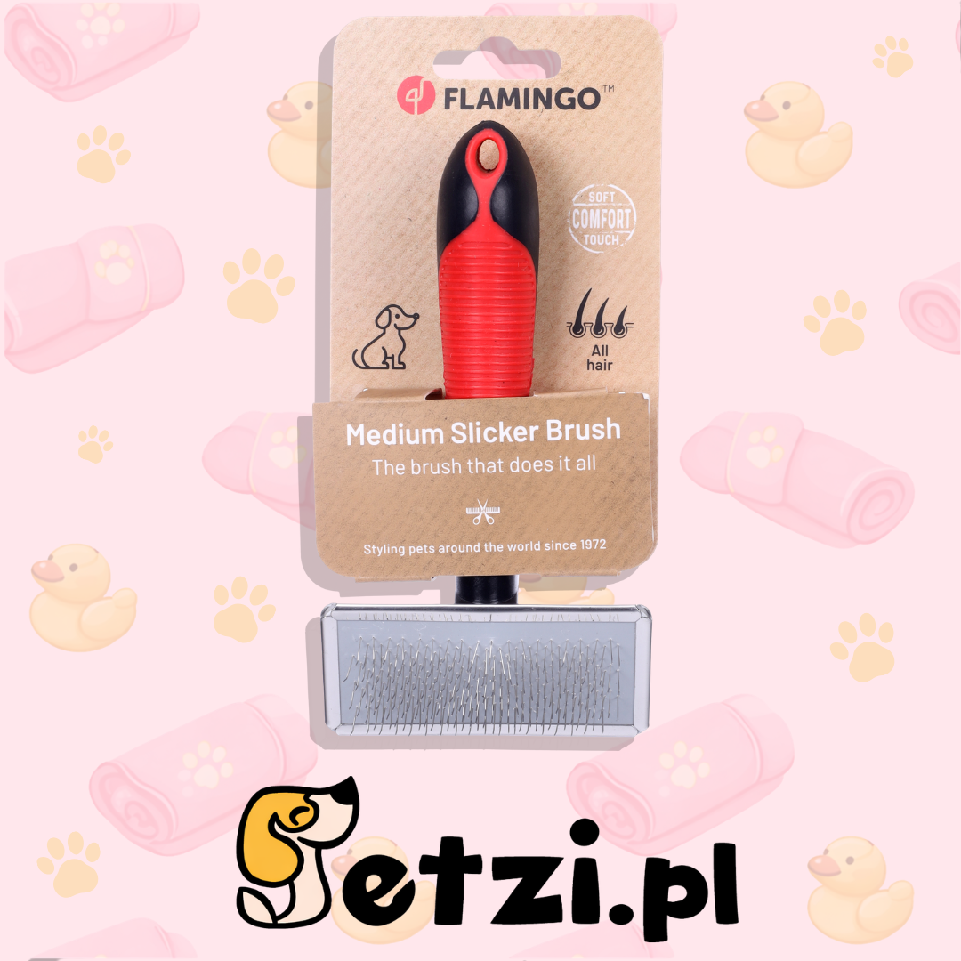 FLAMINGO SLICKER BRUSH + HANDLE PREMIUM M