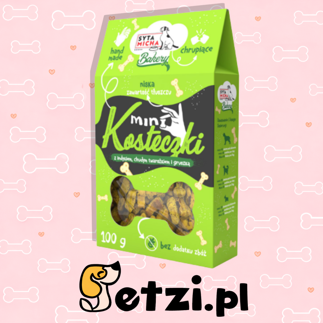 SYTA MICHA BAKERY PRZYSMAKI DLA PSA MINI KOSTKI Z INDYKIEM 100G
