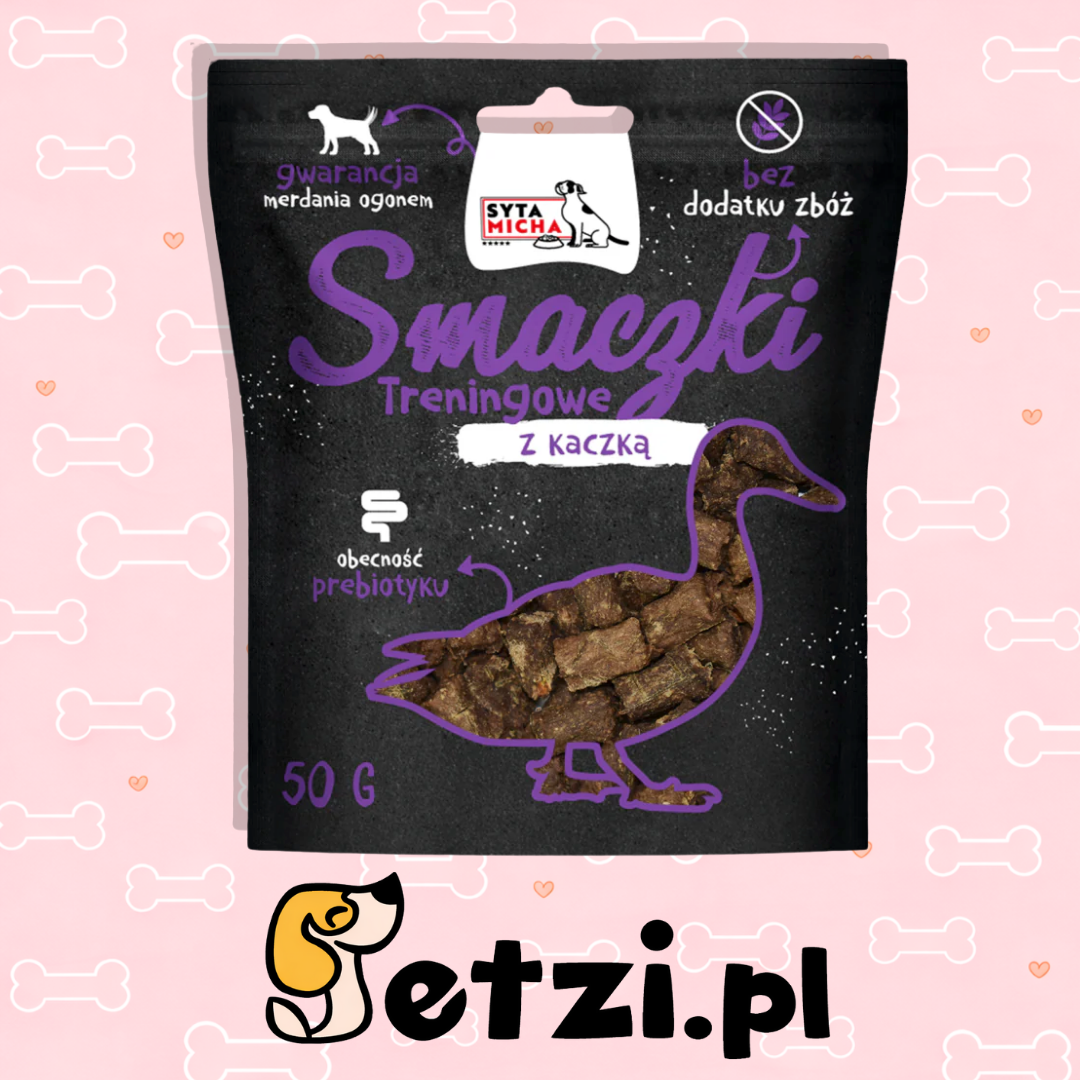 SYTA MICHA BLACK PRZYSMAKI DLA PSA SMACZKI TRENINGOWE Z KACZKĄ 50G