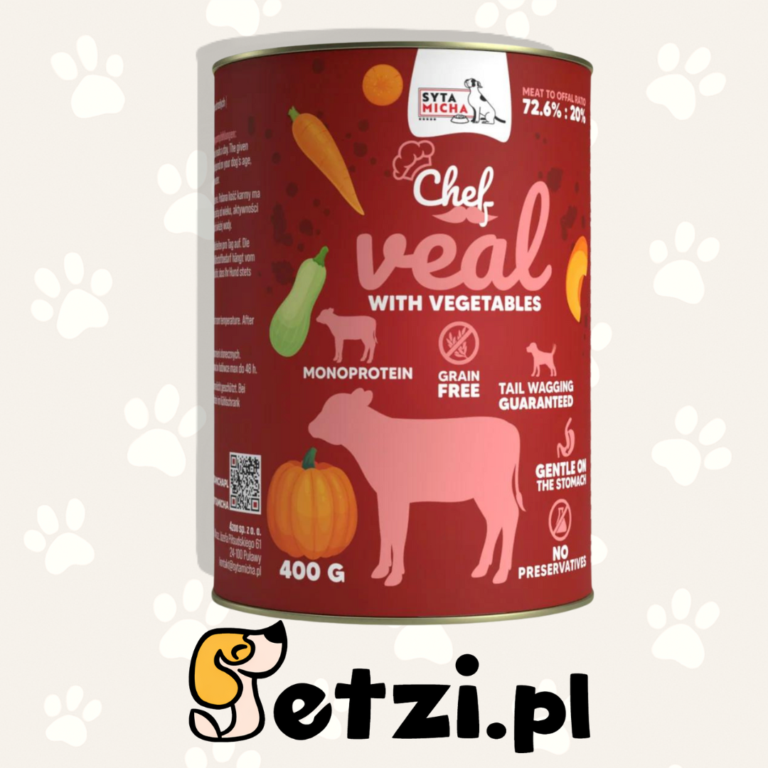 SYTA MICHA CHEF MOKRA KARMA DLA PSA CIELĘCINA Z WARZYWAMI 400G