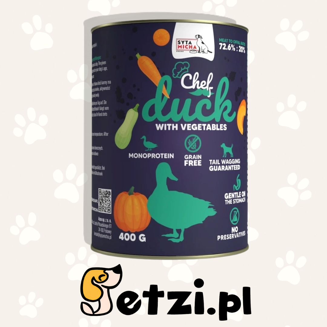 SYTA MICHA CHEF MOKRA KARMA DLA PSA KACZKA Z WARZYWAMI 400G