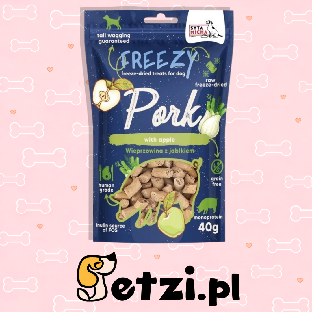 SYTA MICHA FREEZY PRZYSMAKI DLA PSA LIO WIEPRZOWINA Z JABŁKIEM I KOPERKIEM WŁOSKIM 40G