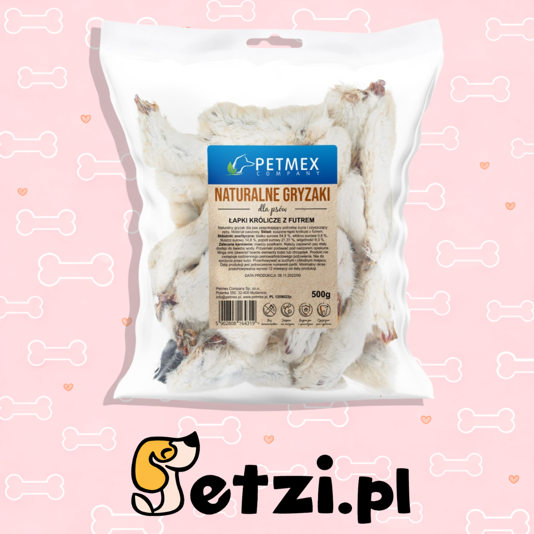 PETMEX ŁAPKI KRÓLICZE Z FUTREM 500G