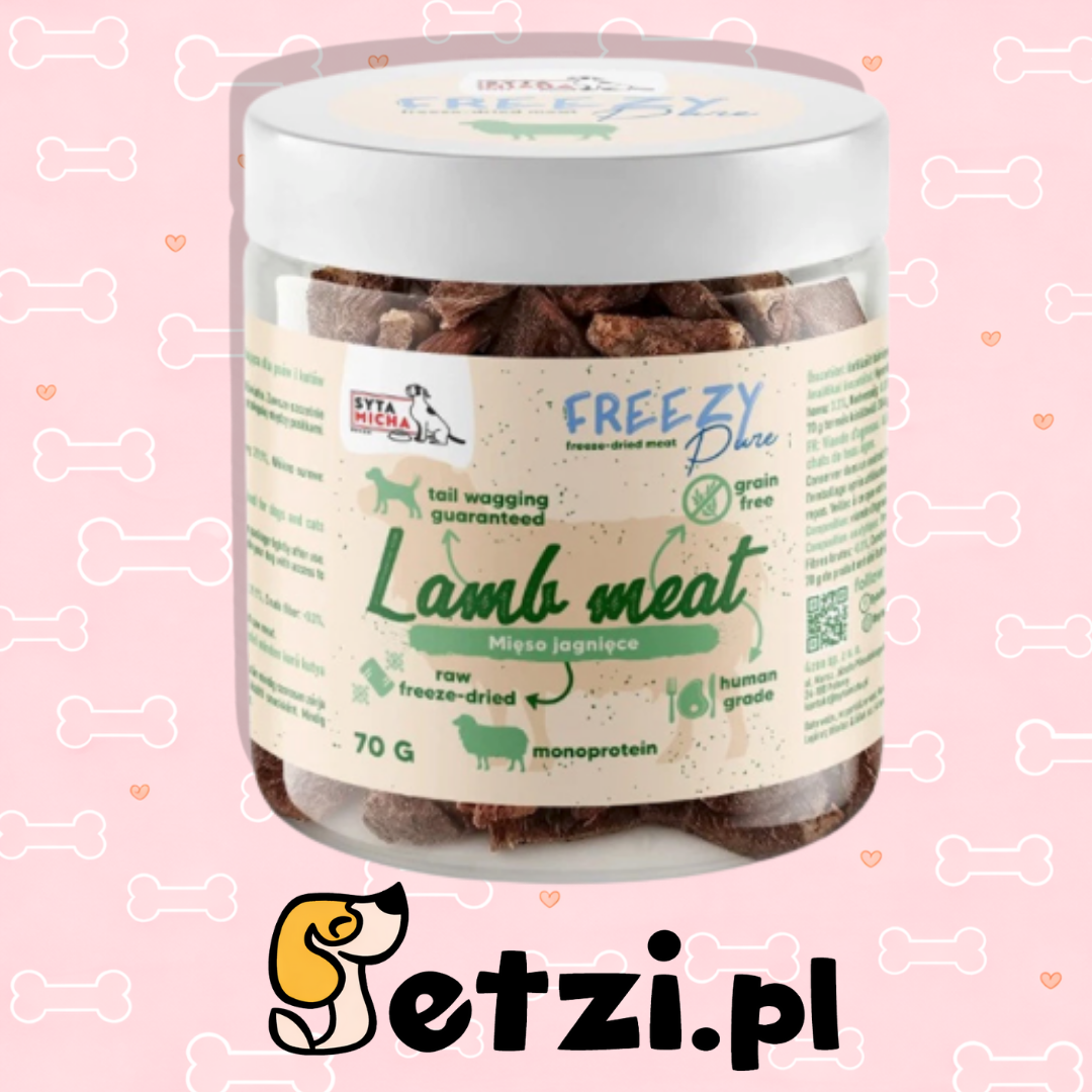 SYTA MICHA FREEZY PURE PRZYSMAKI DLA PSA LIO MIĘSO JAGNIĘCE 80G
