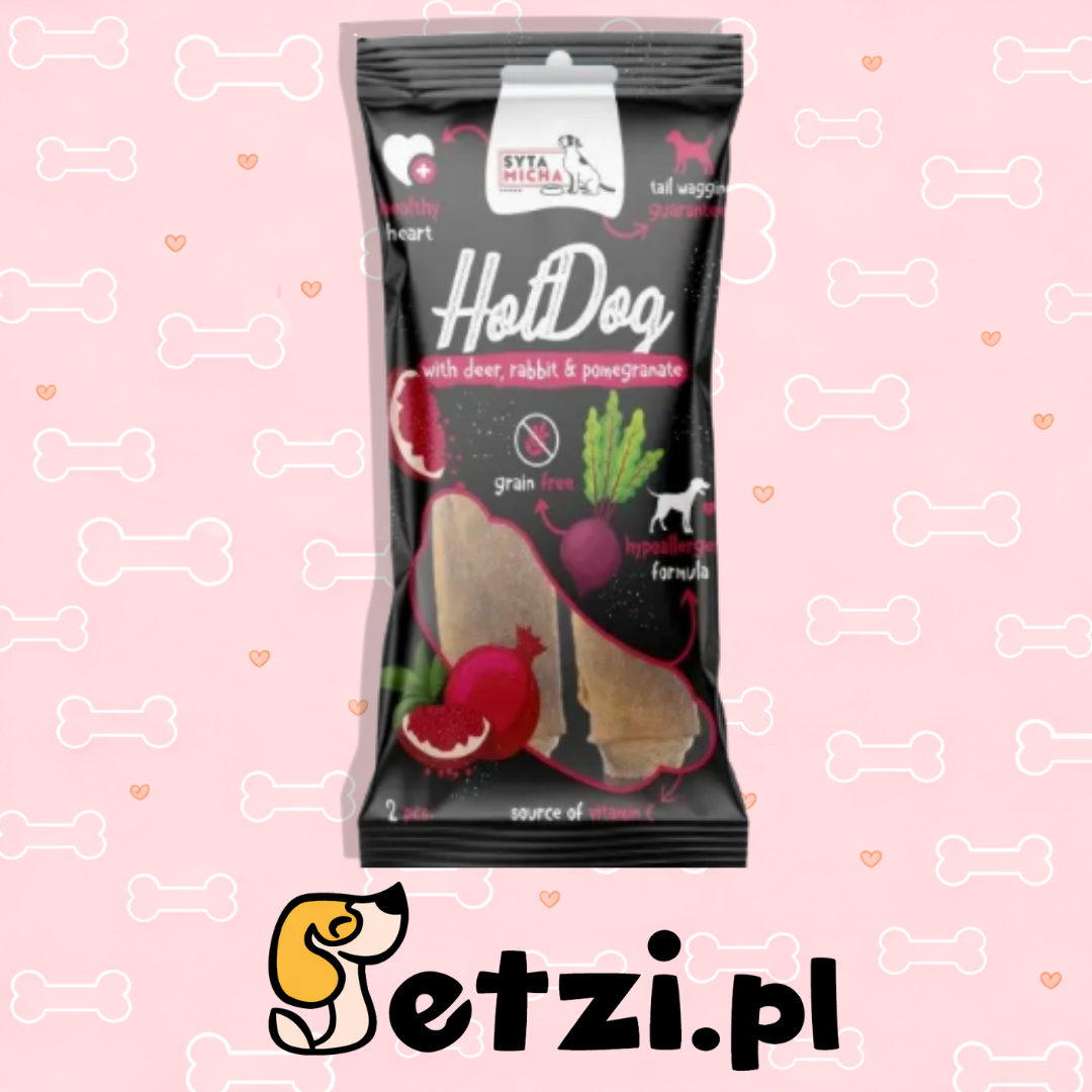 SYTA MICHA HOT DOG GRYZAK DLA PSA KRÓLIK W SKÓRZE JELENIA 2SZT