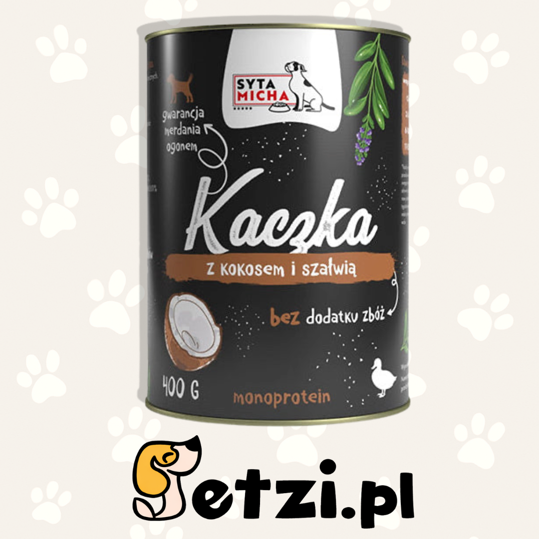 SYTA MICHA MOKRA KARMA DLA PSA KACZKA Z JEŻYNAMI I KOKOSEM 400G