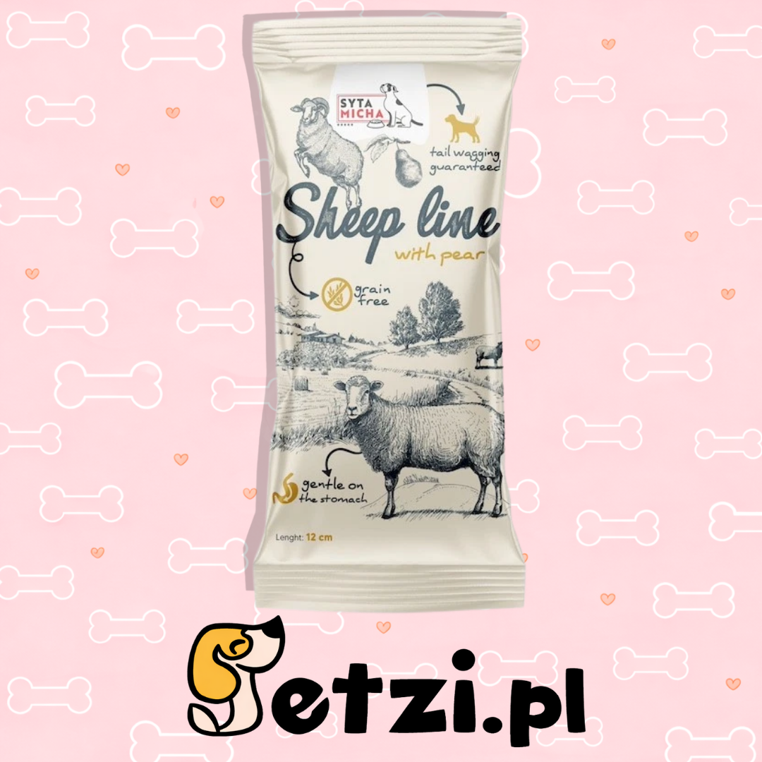 SYTA MICHA SHEEP LINE GRYZAK DLA PSA KOŚĆ OWCA Z GRUSZKĄ 12CM