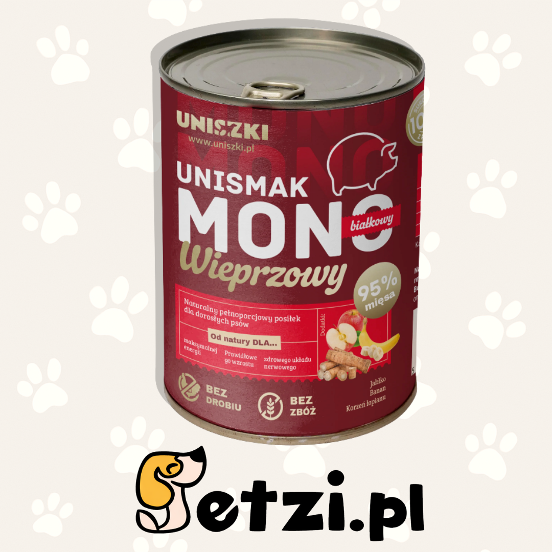 UNISZKI UNISMAK MOKRA KARMA DLA PSA MONOBIAŁKOWA WIEPRZOWINA 400G