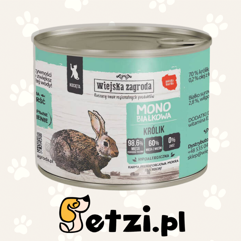 WIEJSKA ZAGRODA MONO JUNIOR MOKRA KARMA DLA KOTA KRÓLIK 200G