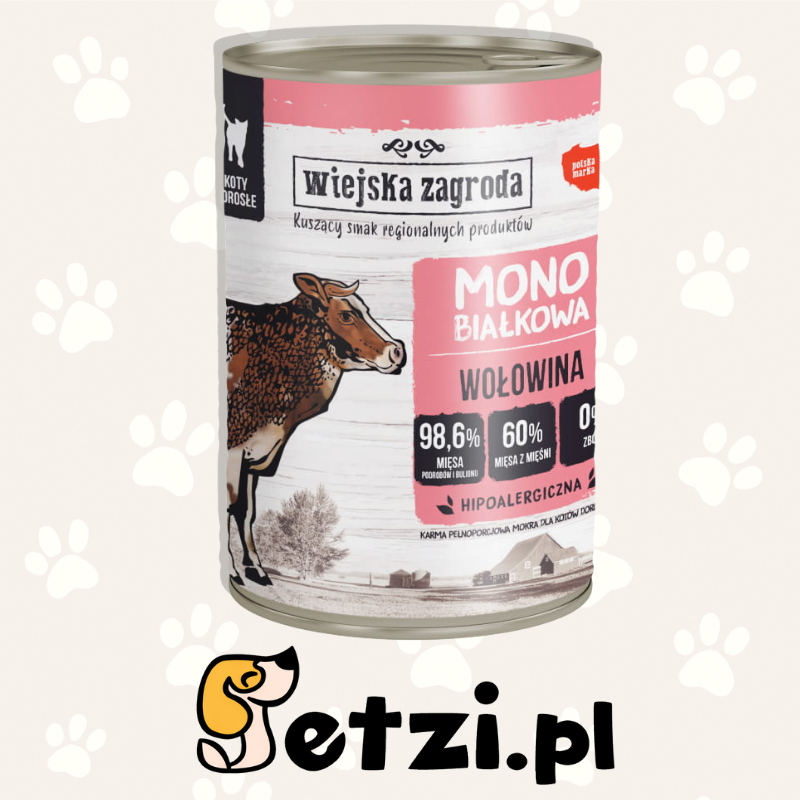 WIEJSKA ZAGRODA MONO MOKRA KARMA DLA KOTA WOŁOWINA 400G