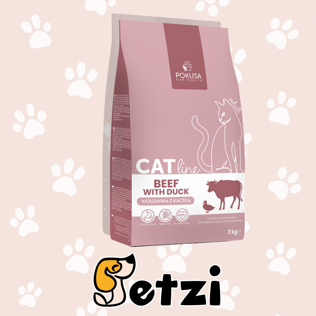 POKUSA CAT LINE SUCHA KARMA KOT WOŁOWINA Z KACZKĄ 3KG