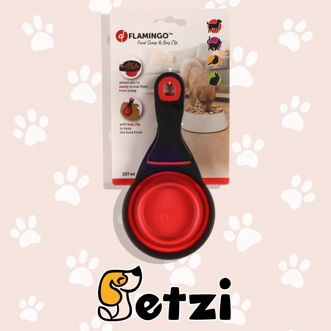 FLAMINGO FOOD SCOOP WITH BAG CLIP SURI RED/BLACK 237ML