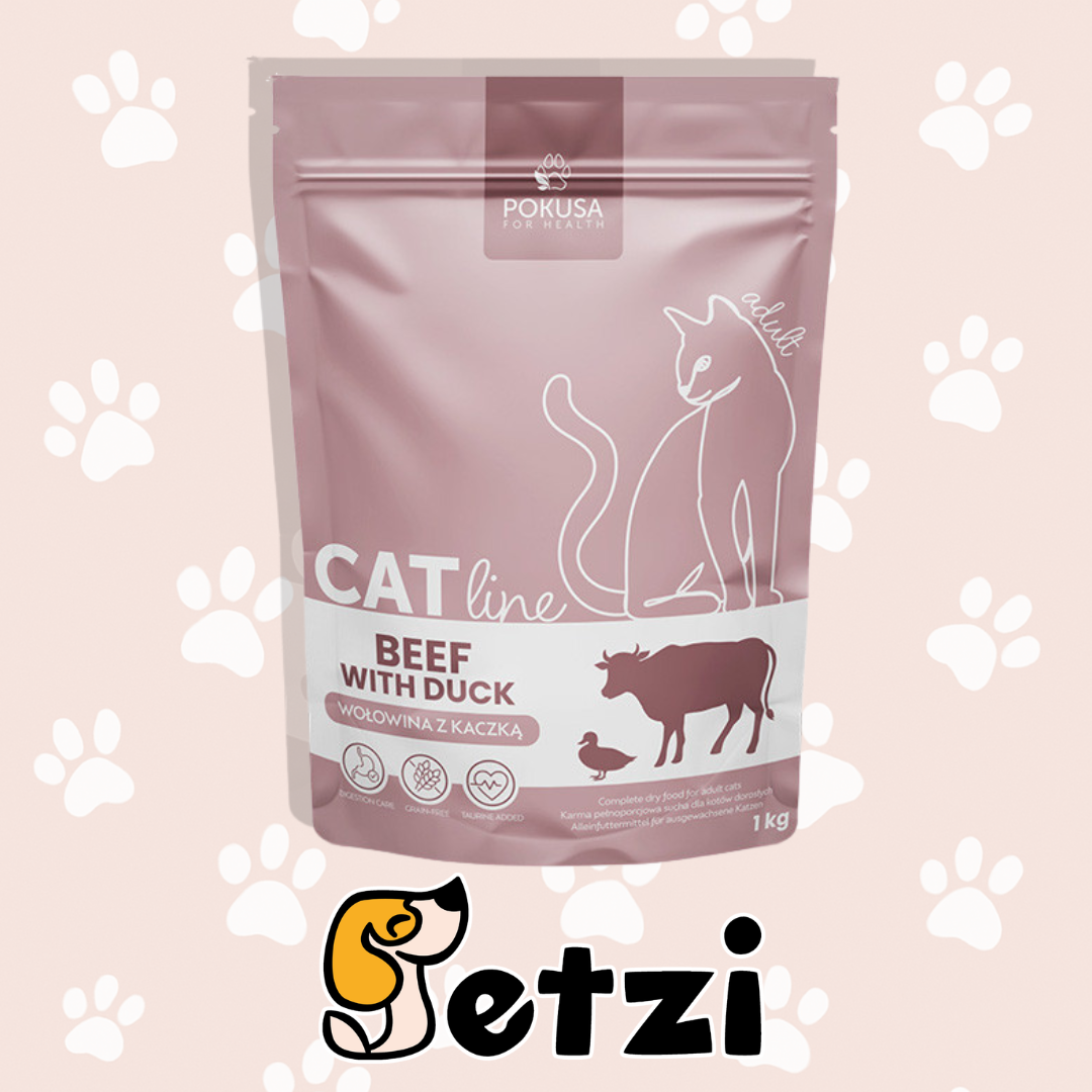 POKUSA CAT LINE SUCHA KARMA KOT WOŁOWINA Z KACZKĄ 1KG