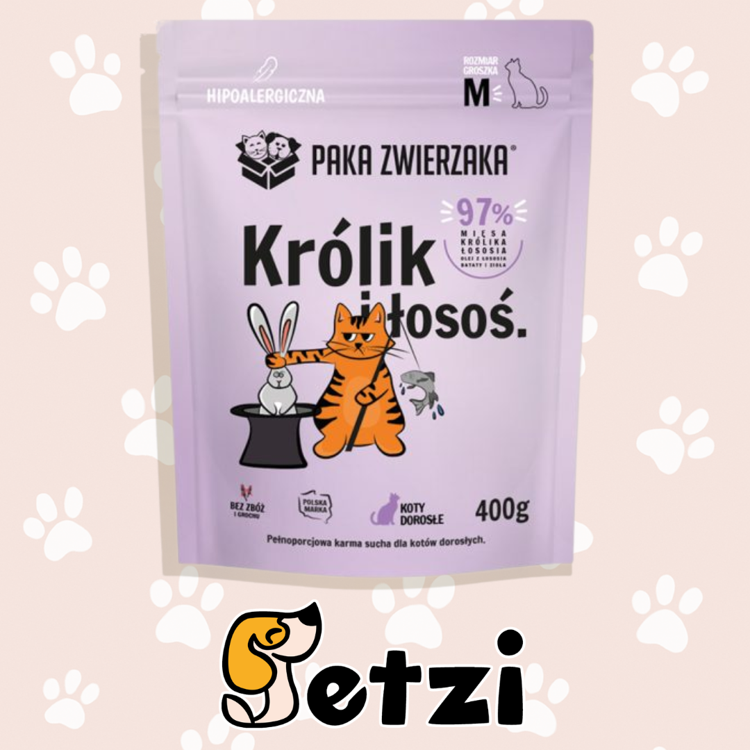 PAKA ZWIERZAKA SUCHA KARMA KOT KRÓLIK I ŁOSOŚ 1,6KG