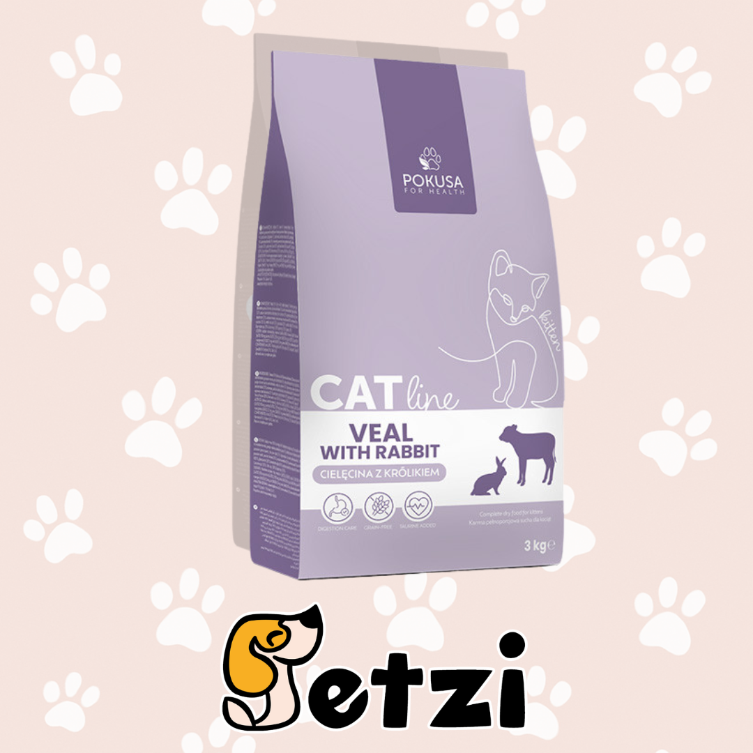 POKUSA CAT LINE SUCHA KARMA KOT CIELĘCINA Z KRÓLIKIEM 3KG