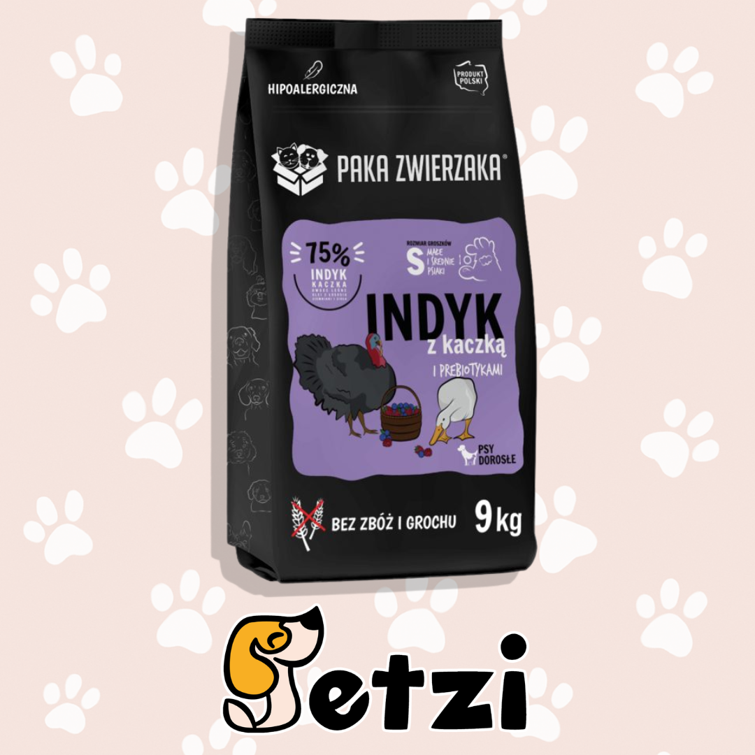 PAKA ZWIERZAKA SUCHA KARMA PIES INDYK Z KACZKĄ S 9KG