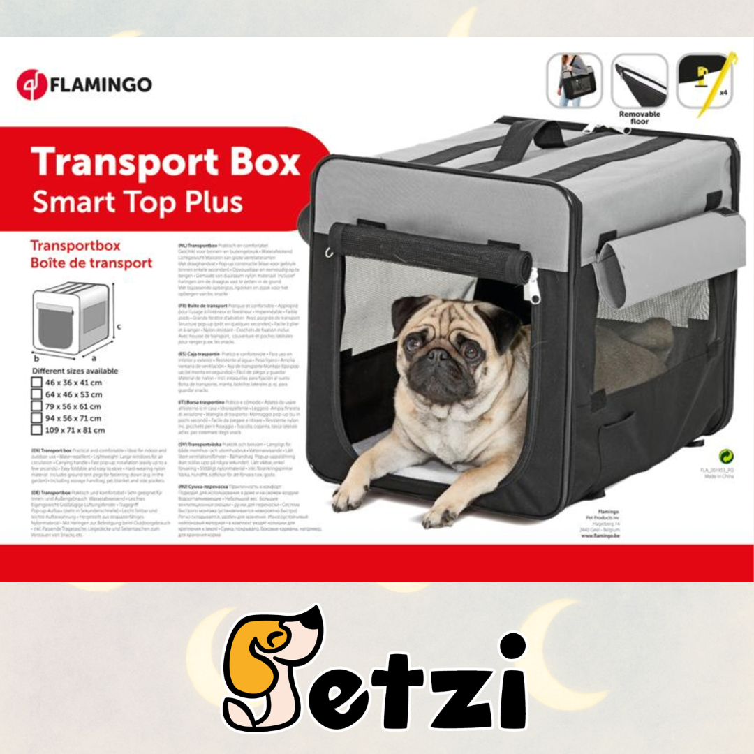 FLAMINGO TRANSPORT CAGE SMART TOP PLUS BLACK & GREY 46X64X53CM