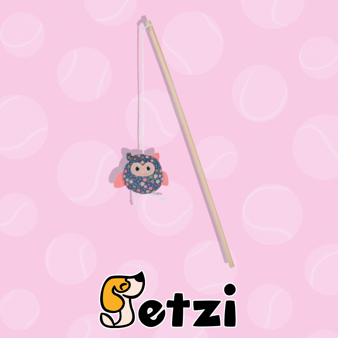 ZOLUX ZABAWKA DLA KOTA WĘDKA SOWA, KWIATY ETHICAT 40 CM