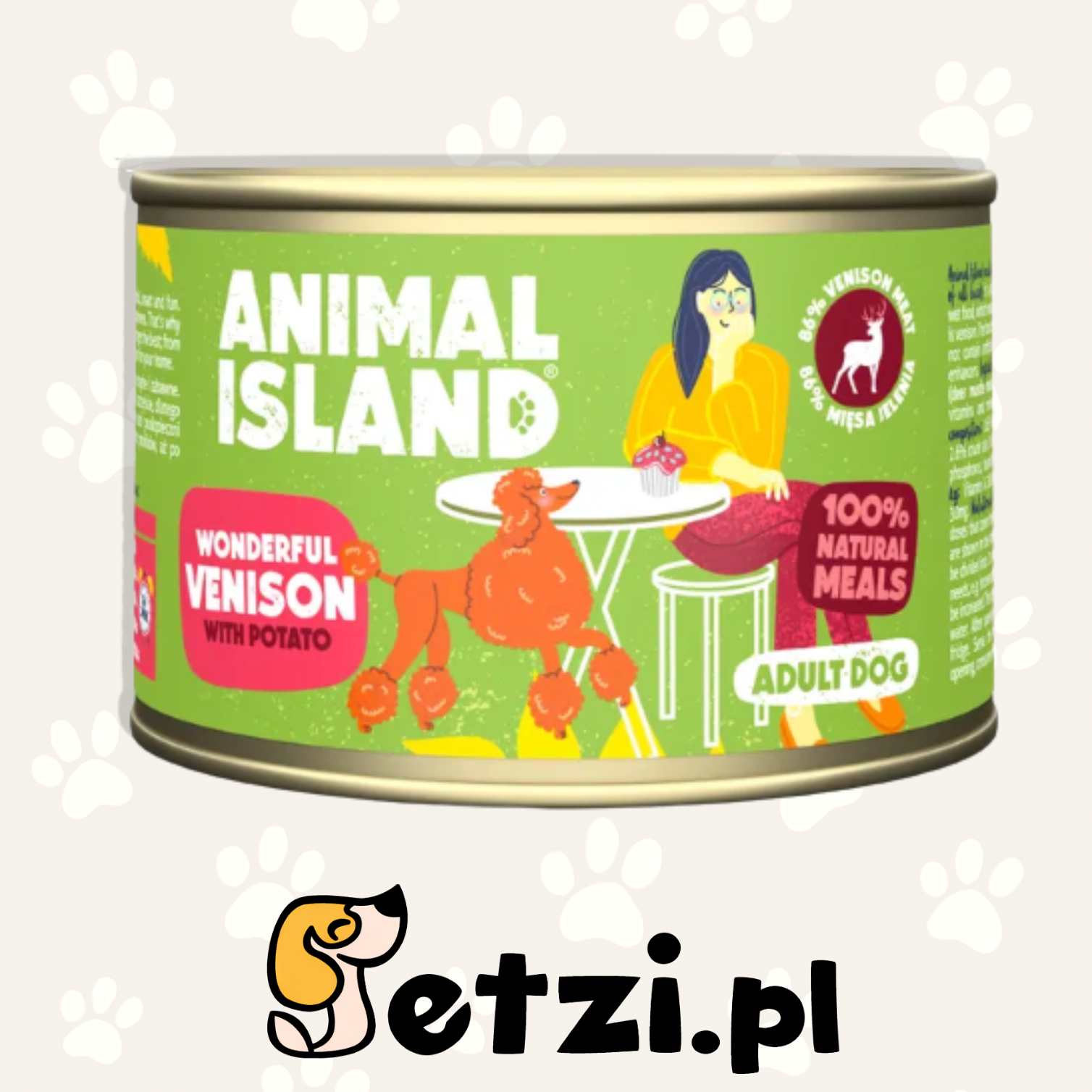 ANIMAL ISLAND MOKRA KARMA DLA PSA JELEŃ Z ZIEMNIAKAMI 410G