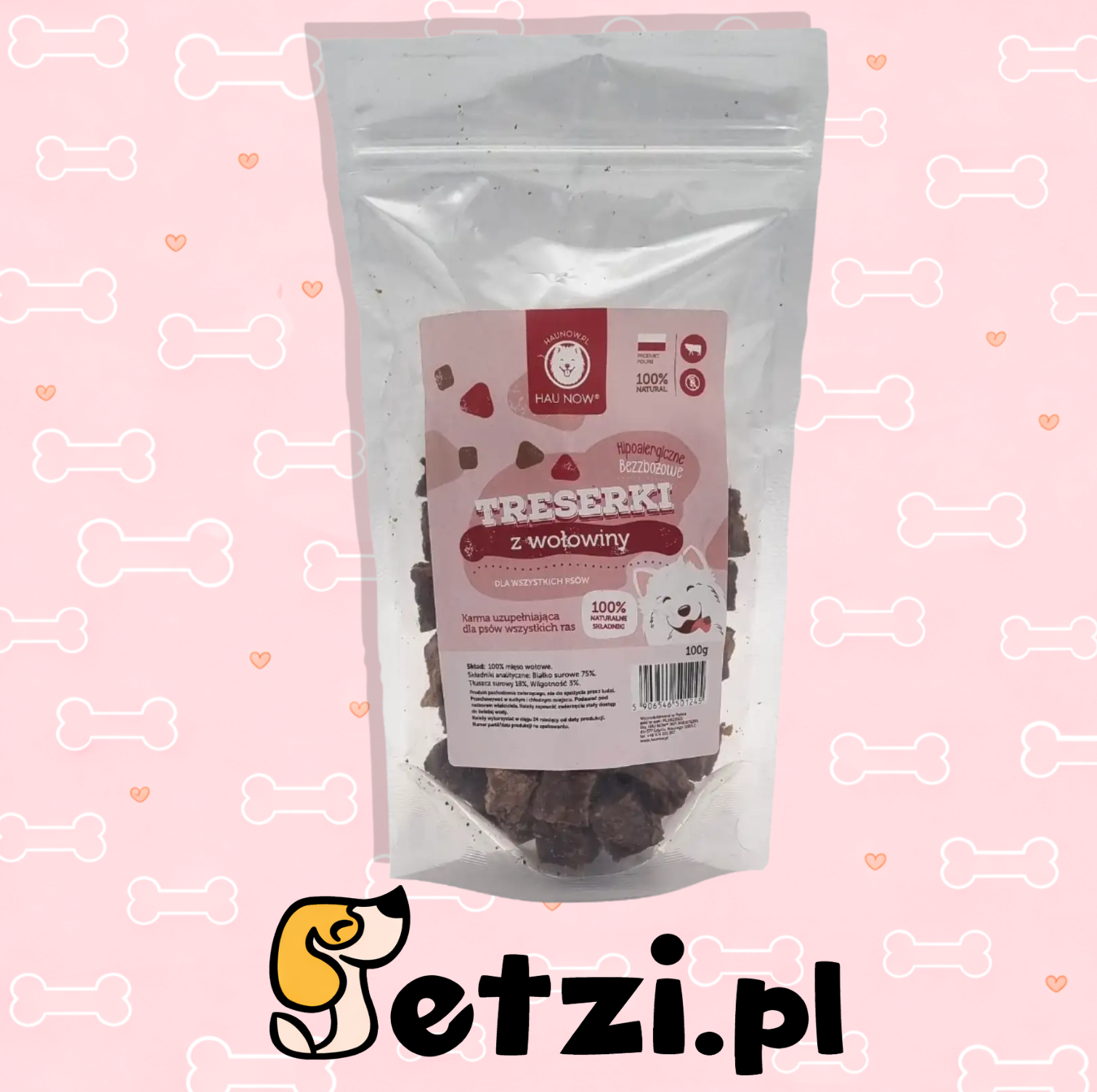 HAUNOW TRESERKI PRZYSMAKI DLA PSA Z WOŁOWINY 150G