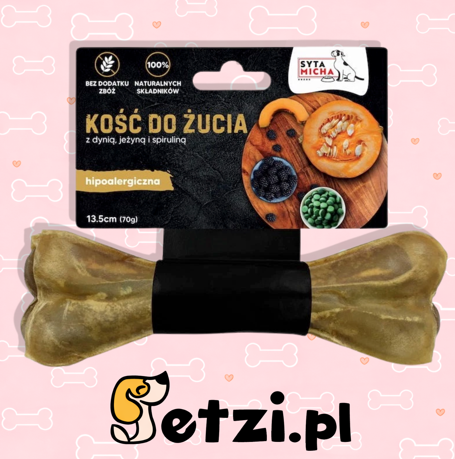 SYTA MICHA GRYZAK DLA PSA KOŚĆ HIPOALERGICZNA Z KONINĄ 13,5CM