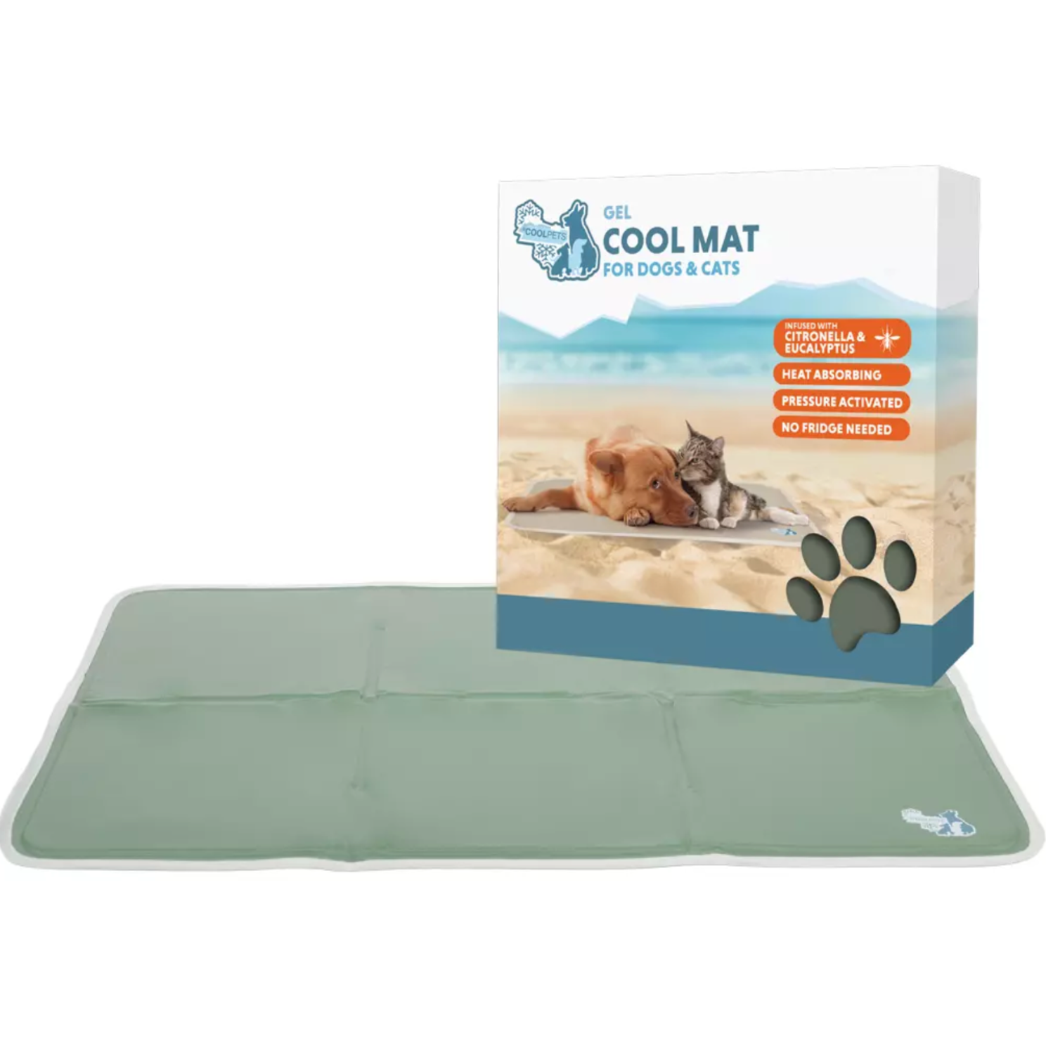 COOLPETS PREMIUM SOLID GEL COOLMAT, OLIVE GREEN, L