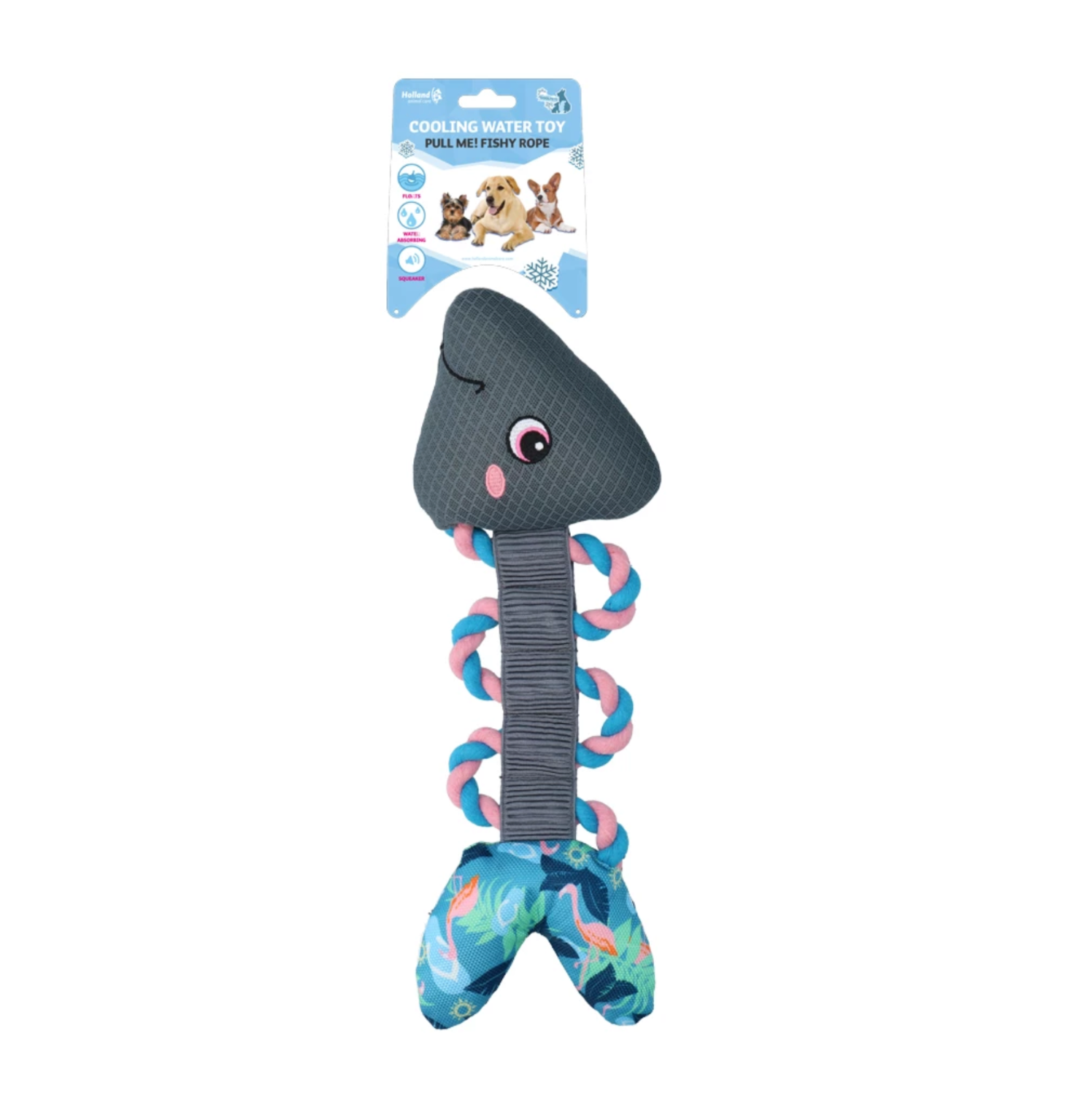 COOLPETS PULL ME! FISHY ROPE FLAMINGO