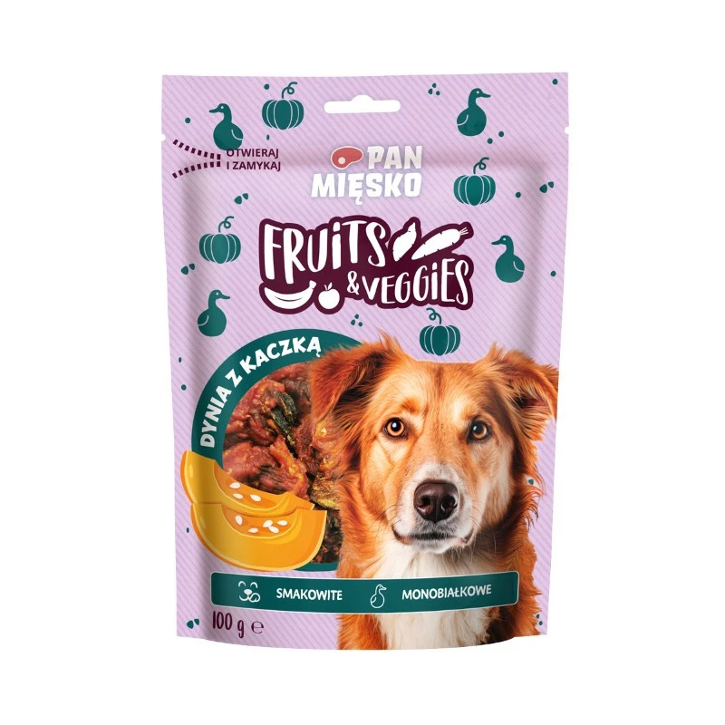 PAN MIĘSKO FRUITS & VEGGIES PRZYSMAKI DLA PSA DYNIA Z KACZKĄ 100G
