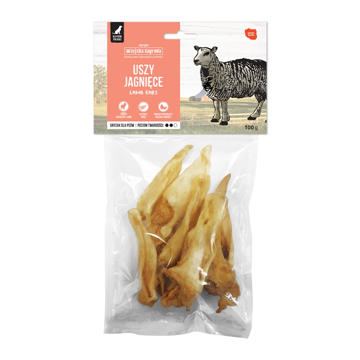 WIEJSKA ZAGRODA GRYZAK DLA PSA UCHO JAGNIĘCE 100G