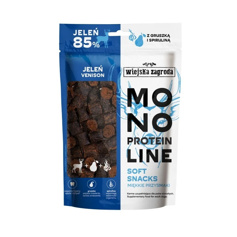 WIEJSKA ZAGRODA MONOPROTEIN SOFT SNACKS PRZYSMAKI DLA PSA JELEŃ 115G