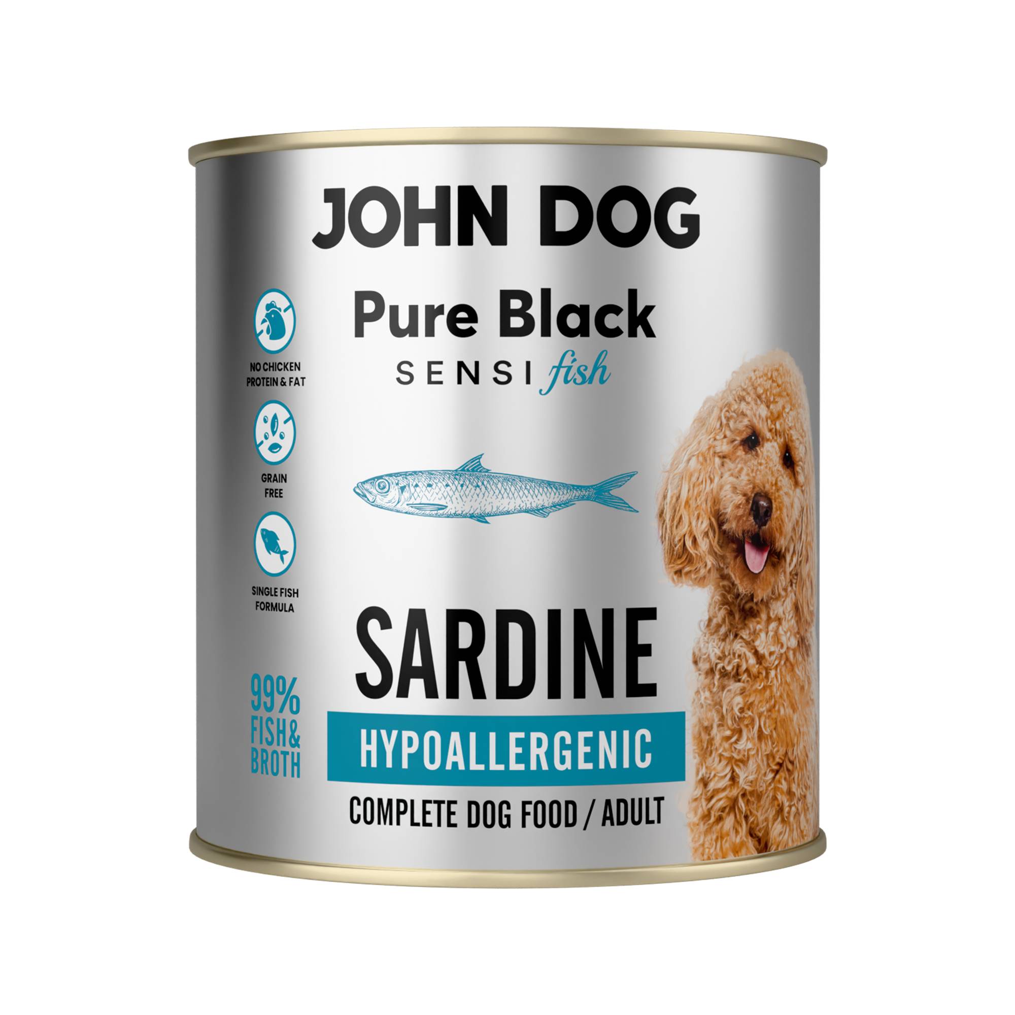 JOHN DOG PURE BLACK SENSI FISH MOKRA KARMA PIES HYPOALLERGENIC SARDYNKA 800G