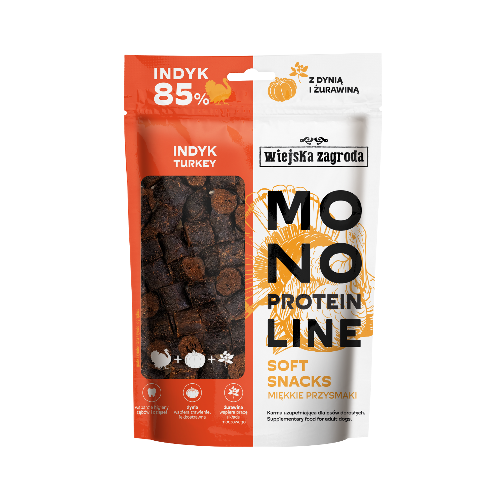 WIEJSKA ZAGRODA MONOPROTEIN SOFT SNACKS PRZYSMAKI DLA PSA INDYK 115G