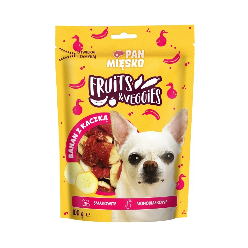PAN MIĘSKO FRUITS & VEGGIES PRZYSMAKI DLA PSA BANAN Z KACZKĄ 100G