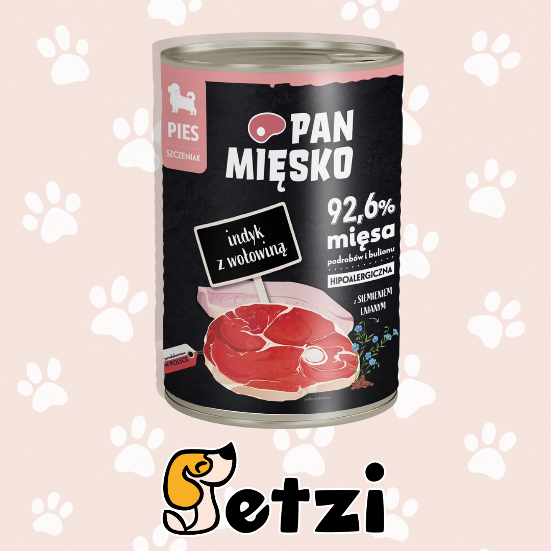PAN MIĘSKO KARMA MOKRA DLA SZCZENIĄT – RÓŻNE SMAKI I ROZMIARY