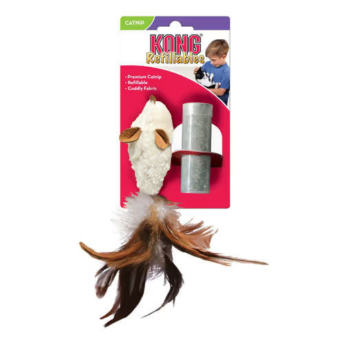 KONG CAT REFILLABLE CATNIP FEATHER MOUSE