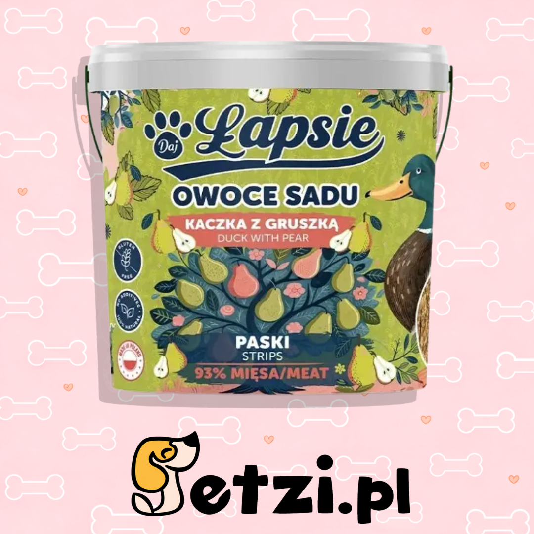 ŁAPSIE PASKI OWOCE SADU KACZKA Z GRUSZKĄ 400G