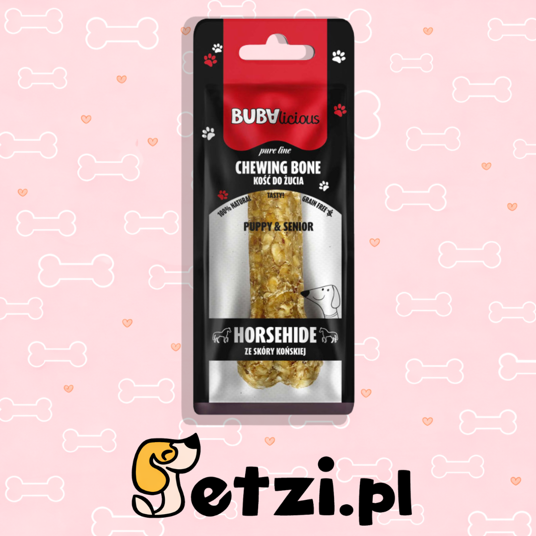 BUBA BUBALICIOUS KOŚĆ PUPPY SENIOR ZE SKÓRY KOŃSIEJ 12CM