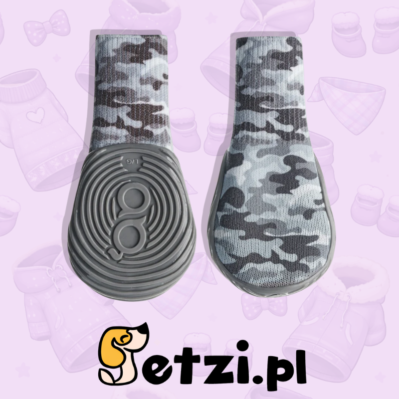 GOOEEZ REGULAR PRINTED DOG BOOTS (2-PACK) 2XS CAMO/GREY - BUCIKI DLA PSIAKA
