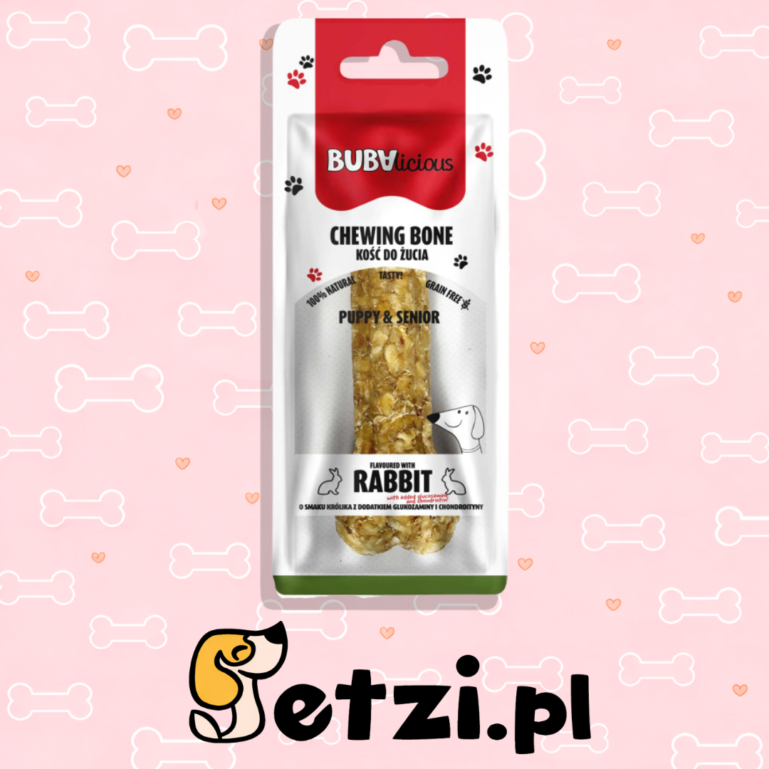 BUBA BUBALICIOUS KOŚĆ PUPPY SENIOR O SMAKU KRÓLIKA Z DODATKIEM GLUKOZAMINY I CHONDROITYNY 17CM