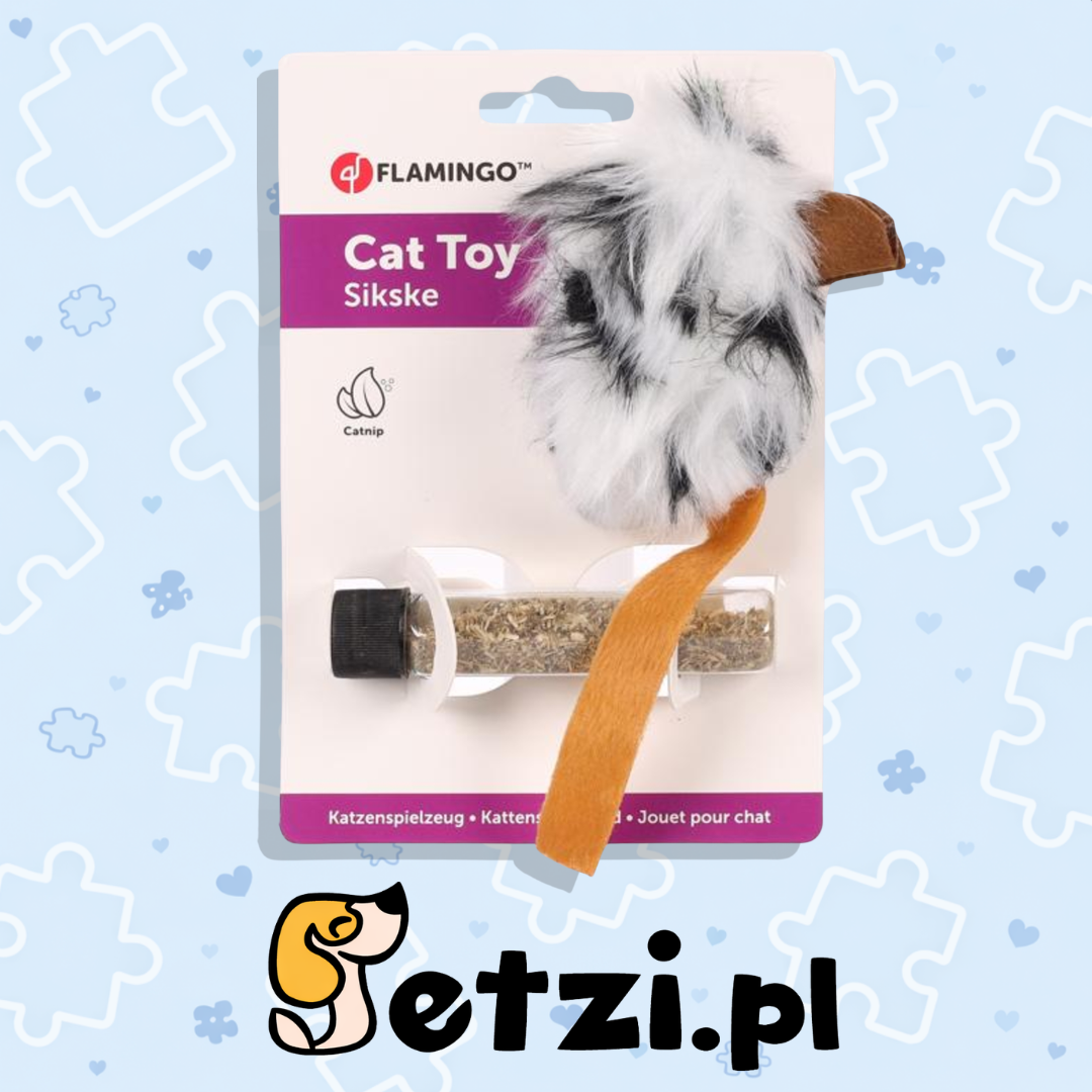 FLAMINGO CT SIKSKE PLUSH MOUSE + CATNIP BROWN BLACK 19CM