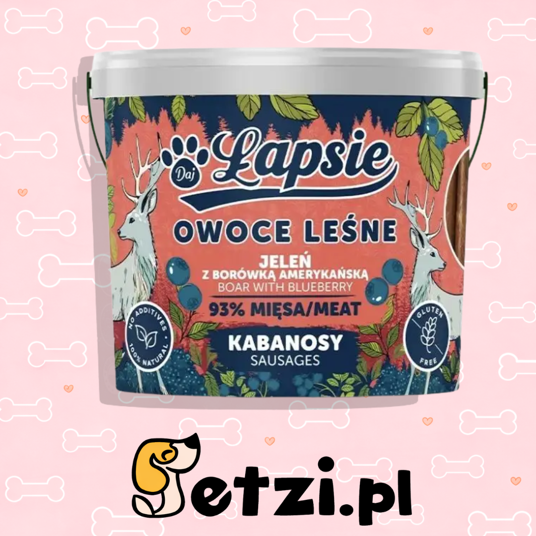 ŁAPSIE OWOCE LASU KABANOSY JELEŃ  Z BORÓWKĄ 160G