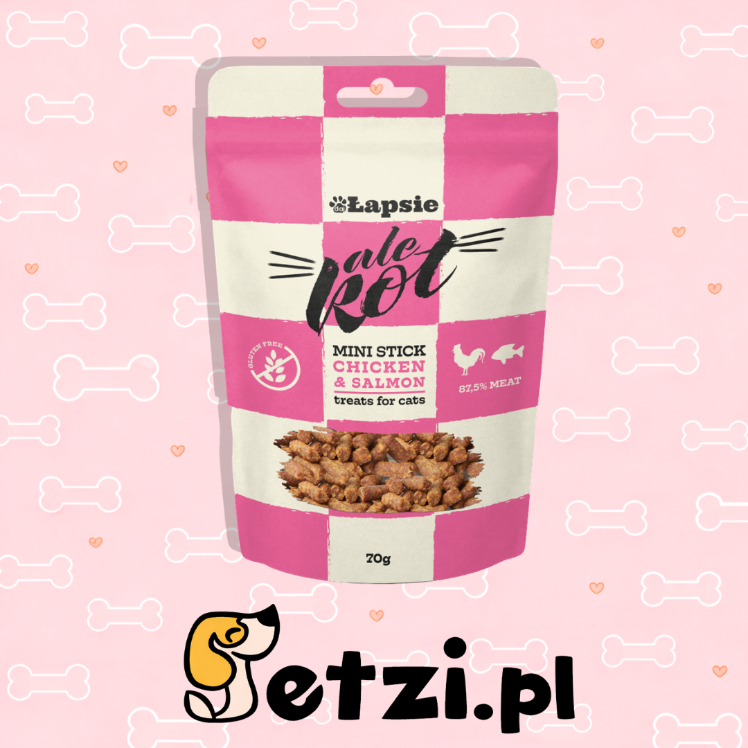 HAPPY SNACKY ALE KOT PATYCZKI Z KURCZAKA I ŁOSOSIA 70G