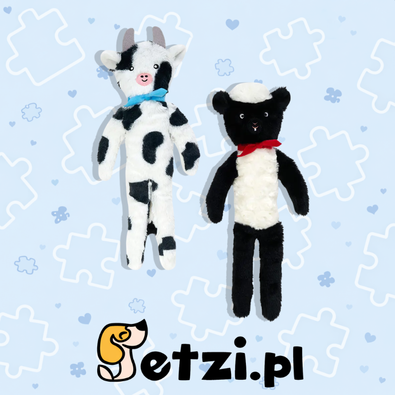 ZIPPY PAWS FLUFFY PELTZ SHEEP AND COW