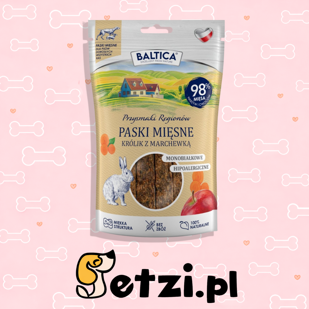 BALTICA PRZYSMAKI MIĘSNE PASKI KRÓLIK Z MARCHEWKĄ 90G