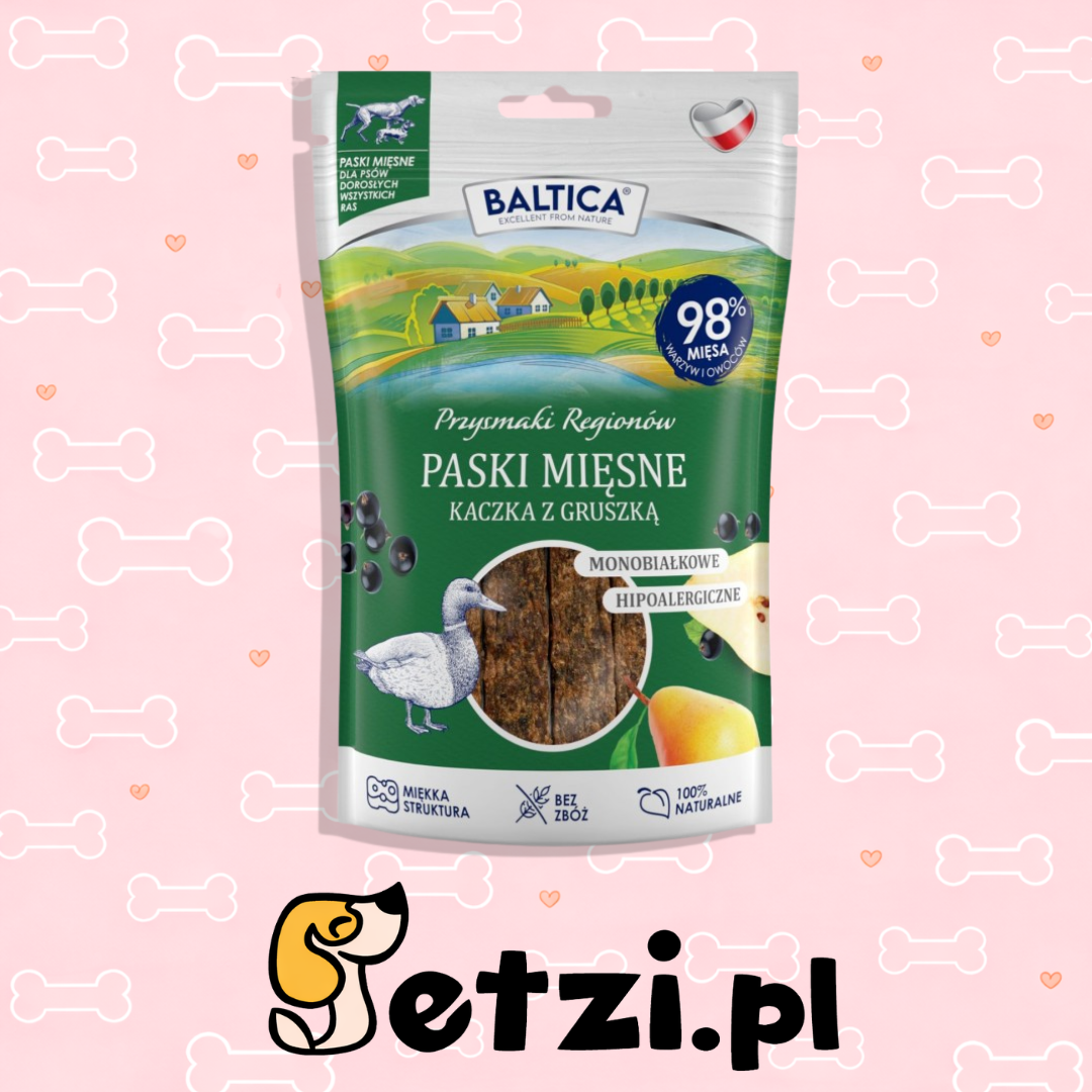 BALTICA PRZYSMAKI MIĘSNE PASKI KACZKA Z GRUSZKĄ 90G