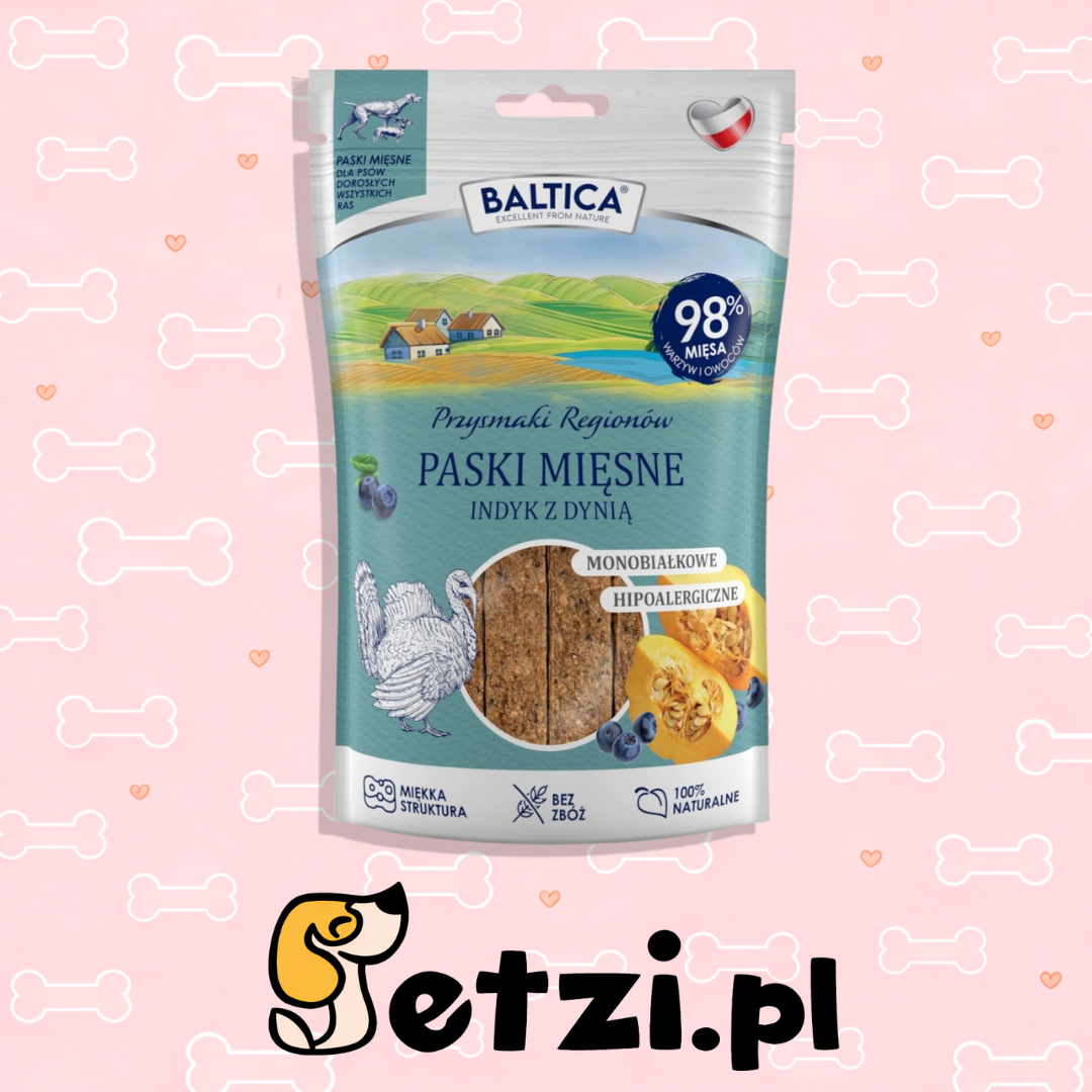 BALTICA PRZYSMAKI MIĘSNE PASKI INDYK Z DYNIĄ 90G