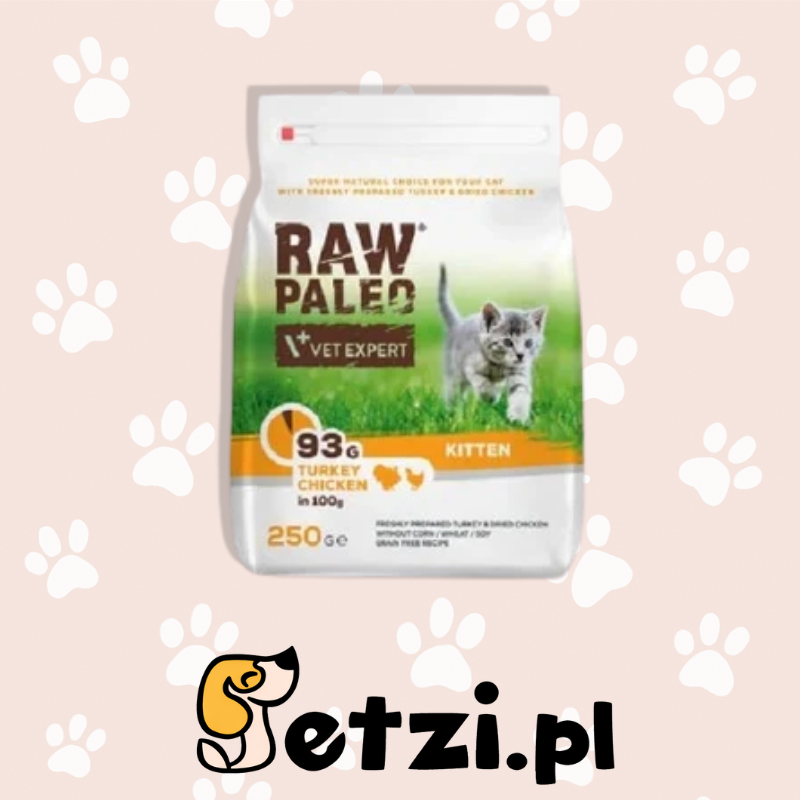 RAW PALEO SUCHA KARMA DLA KOCIAKA KITTEN TURKEY&CHICKEN 250G