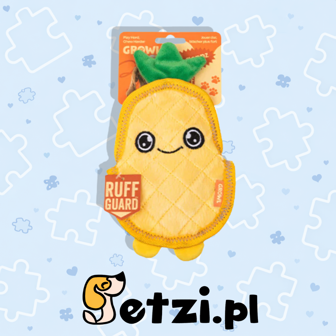 GROWL FLIP FLOPPZ PINEAPPLE YELLOW - KOLOROWA, WYTRZYMAŁA ZABAWKA DLA PSIAKA