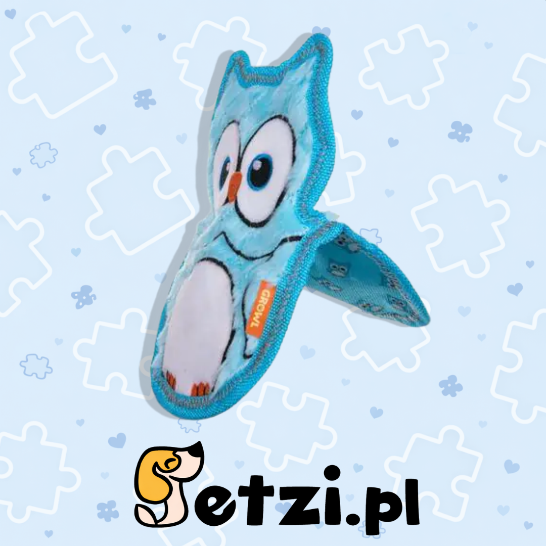 GROWL FLIP FLOPPZ OWL BLUE - KOLOROWA, WYTRZYMAŁA ZABAWKA DLA PSIAKA